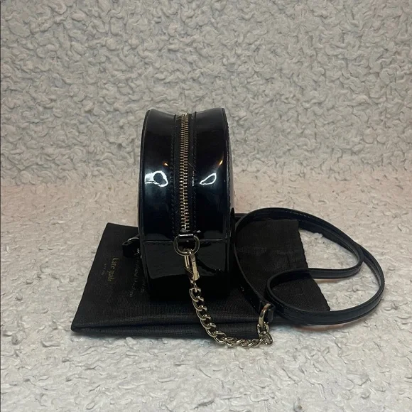 Kate Spade Fancy Footwork Vinyl Record Patent Leather Crossbody Shoulder Bag Blk